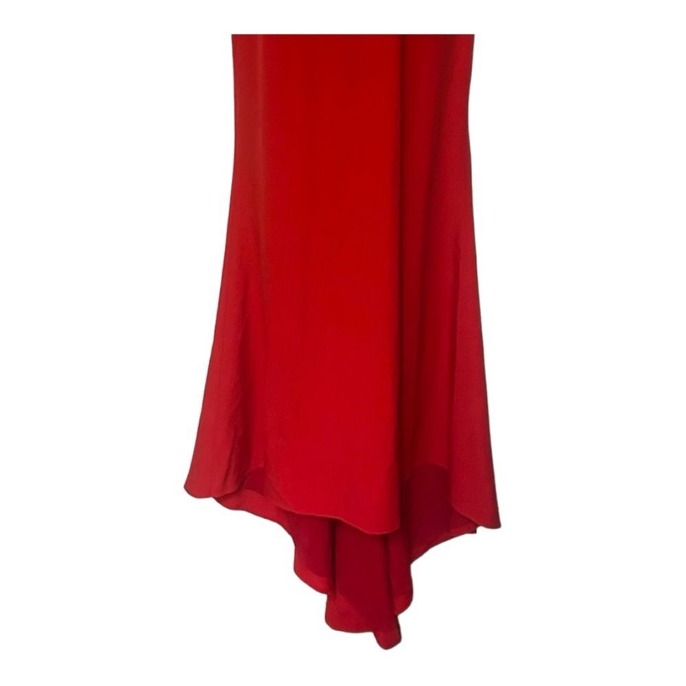 Jarlo Gown w/ Train High Low Fluted Formal Wedding Guest Prom Red Maxi Dress - Picture 9 of 15